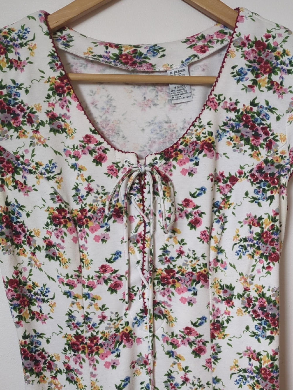 Vintage Floral Tie-Front White Midi Dress - Picture 3 of 5